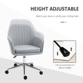 Vinsetto Mid Back Task Chair, Fabric Home Office Chair, Swivel Desk Chair With Tub Shape Design & Lined Pattern Back For Living Room, Bedroom, Gray Gray Polyester