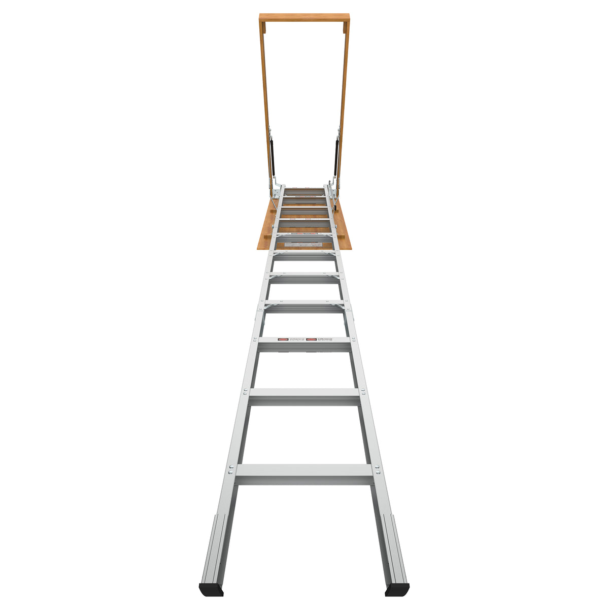 Aluminum Attic Ladder 350 Pound Capacity 22 1 2" X 54" Opening 7 10Ft Ceiling Metallic Grey Aluminium Alloy