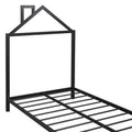 Twin Size Metal Platform Bed With House Shaped Headboard Design, Black Black Metal