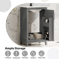 Viedo 20 Inch Modern Small Bathroom Vanity Cabinet With Ceramic Basin 20*15.5*33.3 Inches,Ample Storage,1 Soft Close Door Gray Solid Wood Mdf
