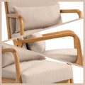 Leisure Chair With Solid Wood Armrest And Feet, Mid Century Modern Accent Sofa,1 Seat Beige Linen