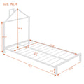 Twin Size Metal Platform Bed With House Shaped Headboard Design, White White Metal
