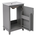 Viedo 20 Inch Modern Small Bathroom Vanity Cabinet With Ceramic Basin 20*15.5*33.3 Inches,Ample Storage,1 Soft Close Door Gray Solid Wood Mdf