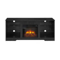 Tv Stand Electric Fireplace Tv Stand With Glass Shelves, 3D Fireplace Tv Stand With Led Lights Wood With Usb Charging Outlet Modern Television Table Center For Tv Up To 32 62