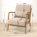 Leisure Chair With Solid Wood Armrest And Feet, Mid Century Modern Accent Sofa,1 Seat Beige Linen