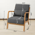 Leisure Chair With Solid Wood Armrest And Feet, Mid Century Modern Accent Sofa,1 Seat Dark Grey Linen