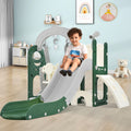 Toddler Slide And Swing Set 5 In 1, Kids Playground Climber Slide Playset With Telescope, Freestanding Combination For Babies Indoor & Outdoor Green Hdpe