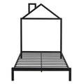 Twin Size Metal Platform Bed With House Shaped Headboard Design, Black Black Metal