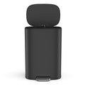 13 Gallon 50L Kitchen Foot Pedal Operated Soft Close Trash Can Stainless Steel Ellipse Bustbin Black Black Steel