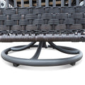 3 Pieces Conversation Set, Outdoor Wicker Rocker Swivel Patio Bistro Set, Rocking Chair With Glass Top Side Table,Navy Blue Yes Complete Patio Set Brown Rust Resistant Frame Water Resistant Cushion Garden & Outdoor Classic Complete Patio Sets Metal Metal