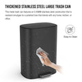 13 Gallon 50L Kitchen Foot Pedal Operated Soft Close Trash Can Stainless Steel Ellipse Bustbin Black Black Steel