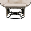 Outdoor Swivel Chair With Cushions, Rattan Egg Patio Chair With Rocking Function For Balcony, Poolside And Garden Grey Wicker Beige Cushion Beige Grey Wicker