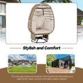 Outdoor Swivel Chair With Cushions, Rattan Egg Patio Chair With Rocking Function For Balcony, Poolside And Garden Natural Wicker Beige Cushion Natural Beige Wicker