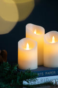 Set Of 3 Flickering Ivory Led Candles With Remote Timer, L:D3X6
