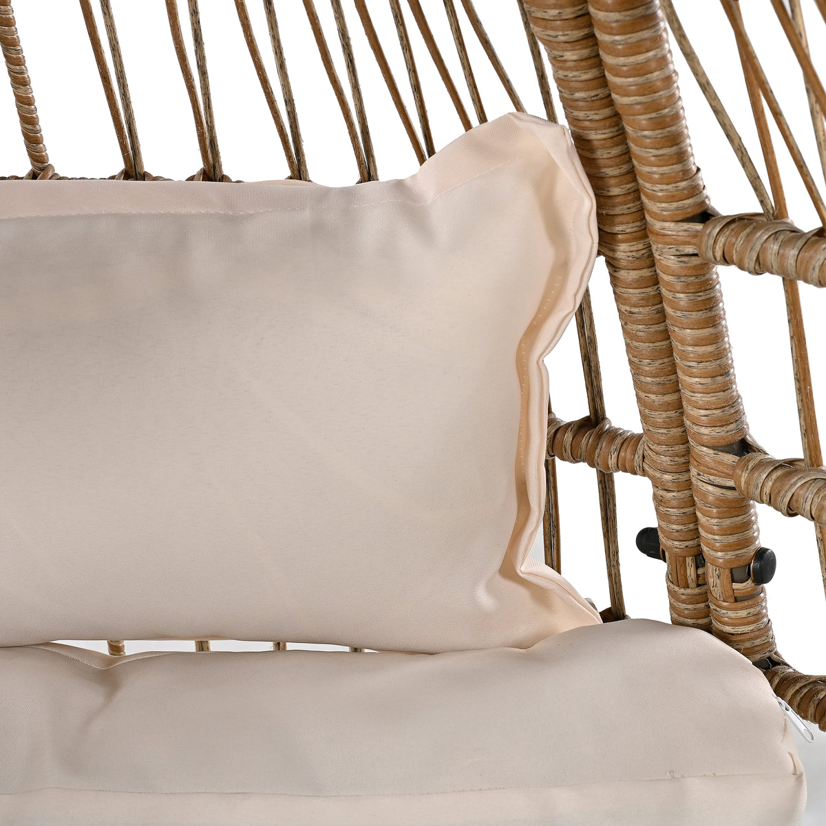 Outdoor Swivel Chair With Cushions, Rattan Egg Patio Chair With Rocking Function For Balcony, Poolside And Garden Natural Wicker Beige Cushion Natural Beige Wicker