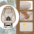 Outdoor Swivel Chair With Cushions, Rattan Egg Patio Chair With Rocking Function For Balcony, Poolside And Garden Natural Wicker Beige Cushion Natural Beige Wicker