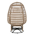 Outdoor Swivel Chair With Cushions, Rattan Egg Patio Chair With Rocking Function For Balcony, Poolside And Garden Natural Wicker Beige Cushion Natural Beige Wicker