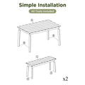 3 Pieces Acacia Wood Table Bench Dining Set For Outdoor & Indoor Furniture With 2 Benches, Picnic Beer Table For Patio, Porch, Garden, Poolside, Natural No Dining Set Acacia Wood Garden & Outdoor Art Deco,Artsy,Vintage Wood Acacia Wood