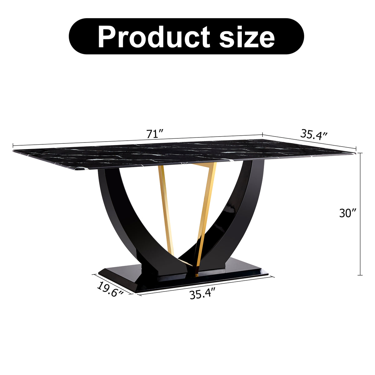 Modern Minimalist And Luxurious Black Imitation Marble Texture Dining Table Rectangular Office Desk.Game Desk .Desk.For Dining Room, Living Room, Terrace, Kitchen F 907 Black Mdf Glass