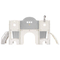 Kids Slide Playset Structure 7 In 1, Freestanding Space Set With Slide, Arch Tunnel, Ring Toss And Basketball Hoop,Double Slides For Toddlers, Kids Climbers Playground Grey White Hdpe