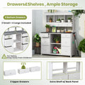 Garden Potting Bench Table, Rustic And Sleek Design With Multiple Drawers And Shelves For Storage, White And Gray White Gray Garden & Outdoor Rustic Wood