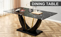 Modern Minimalist And Luxurious Black Imitation Marble Texture Dining Table Rectangular Office Desk.Game Desk .Desk.For Dining Room, Living Room, Terrace, Kitchen F 907 Black Mdf Glass