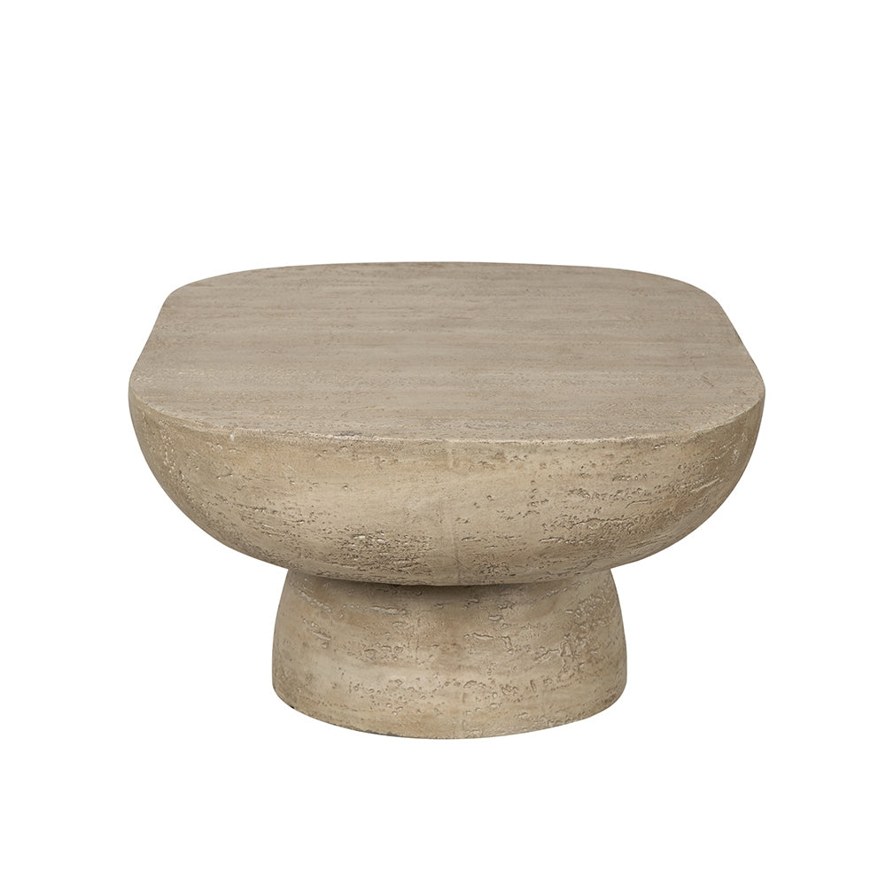 36X24X15" Cream Oval Coffee Table Cream Primary Living Space Contemporary,Industrial,Minimalist,Modern,Ultra Modern Magnesium Oxide