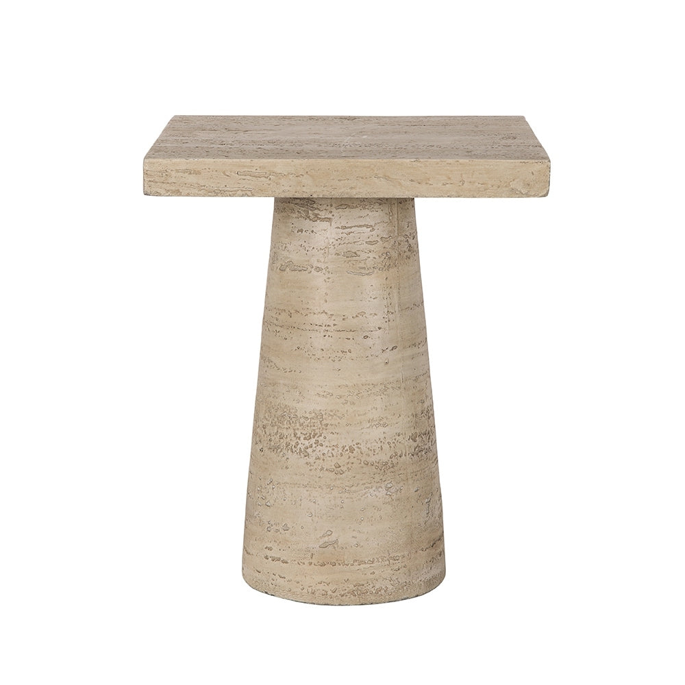 20X20X24" Cream Square Side Table With Pedestal Base Cream Primary Living Space Contemporary,Industrial,Minimalist,Modern,Ultra Modern Magnesium Oxide