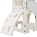 Kids Slide Playset Structure 7 In 1, Freestanding Space Set With Slide, Arch Tunnel, Ring Toss And Basketball Hoop,Double Slides For Toddlers, Kids Climbers Playground Grey White Hdpe
