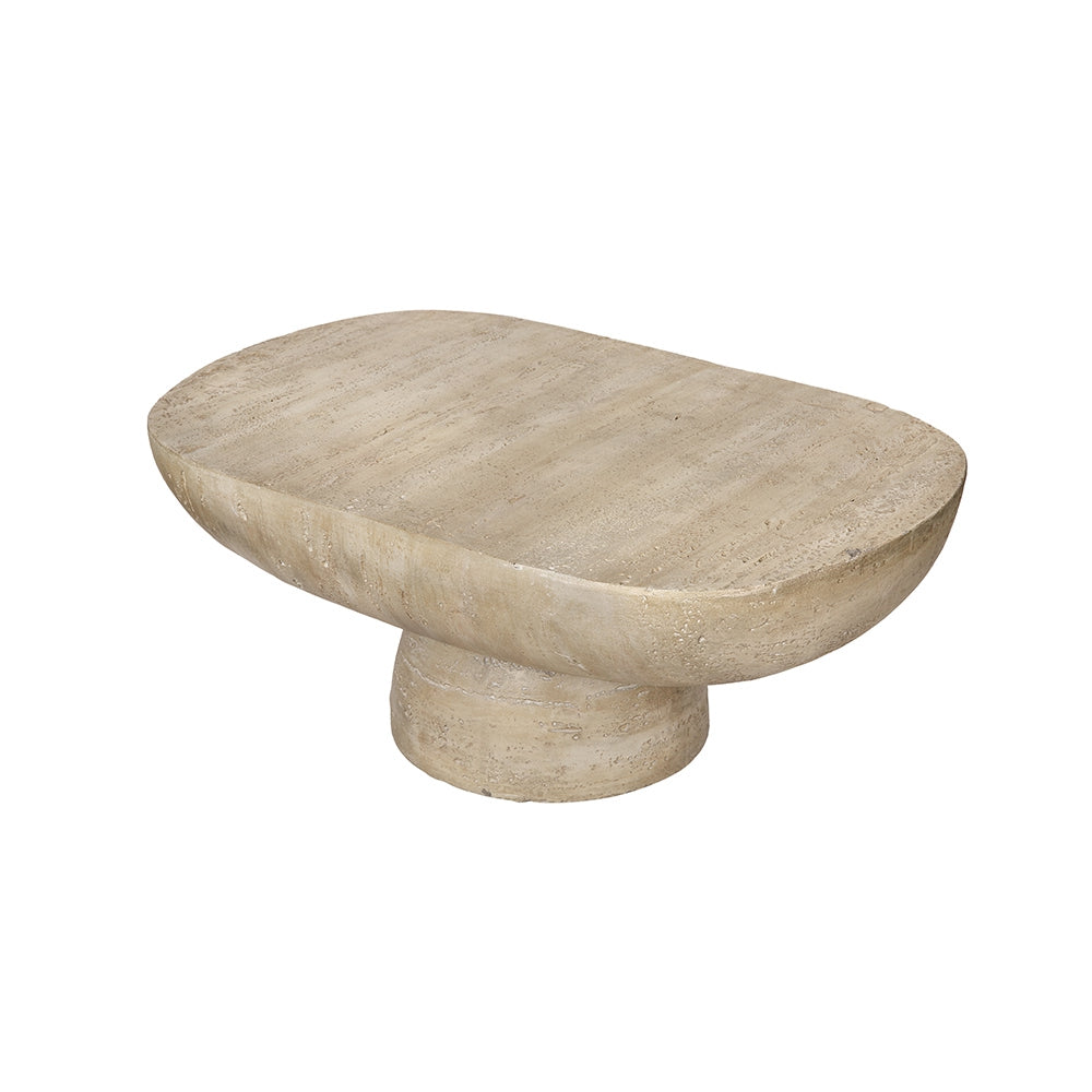 36X24X15" Cream Oval Coffee Table Cream Primary Living Space Contemporary,Industrial,Minimalist,Modern,Ultra Modern Magnesium Oxide