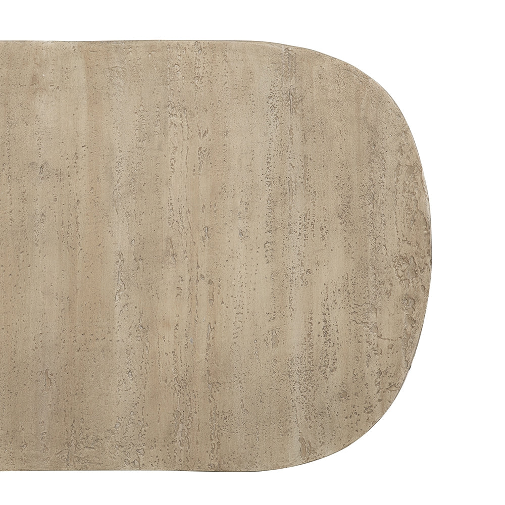 36X24X15" Cream Oval Coffee Table Cream Primary Living Space Contemporary,Industrial,Minimalist,Modern,Ultra Modern Magnesium Oxide