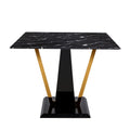 Modern Minimalist And Luxurious Black Imitation Marble Texture Dining Table Rectangular Office Desk.Game Desk .Desk.For Dining Room, Living Room, Terrace, Kitchen F 907 Black Mdf Glass