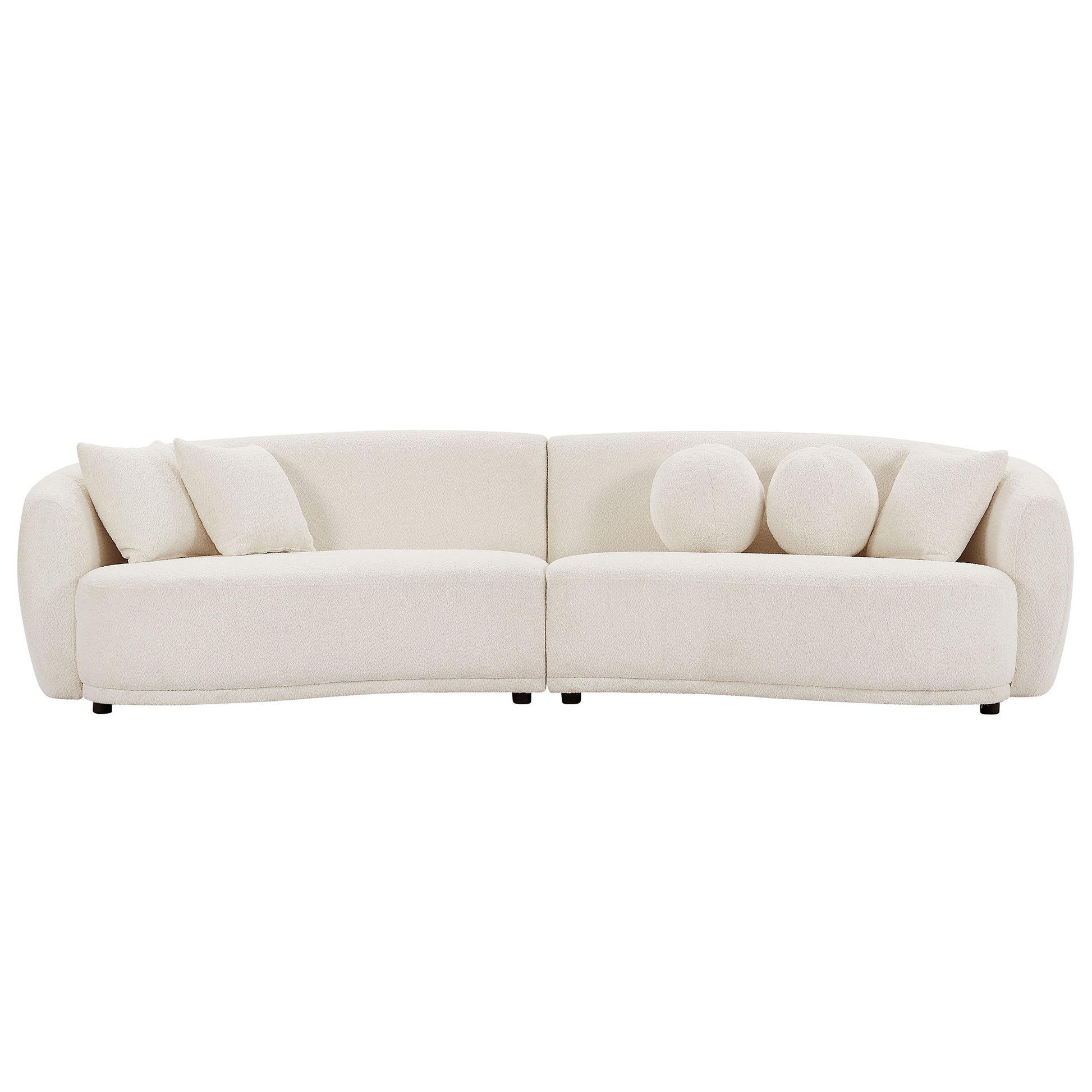 Sofa Soft Comfy Teddy Fabric Upholstered Deap Seat Sectional Couch With 5 Decorative Throw Pillows For Living Room Furniture Set.Beige Beige Boucle