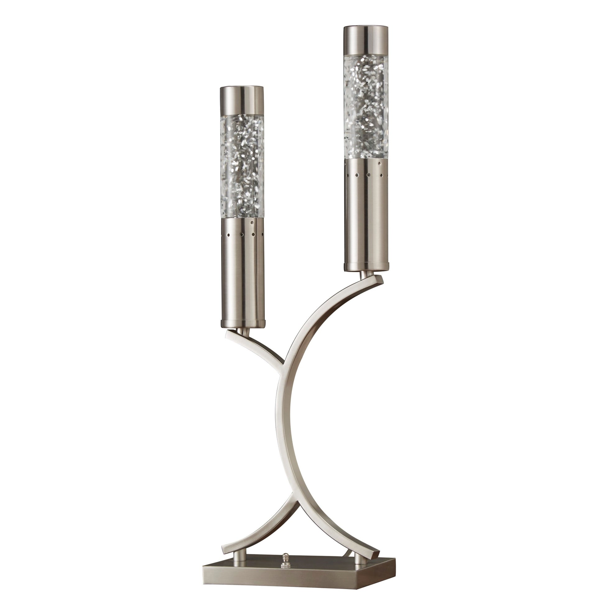 Luxurious Table Lamp 1Pc Satin Nickel Finish Metal Sparkling Decorative Designer Home Decor Table Lamp 2 Water Dancing Lights Nickel Table&Floor Lamps Luxury,Modern,Ultra Modern Metal
