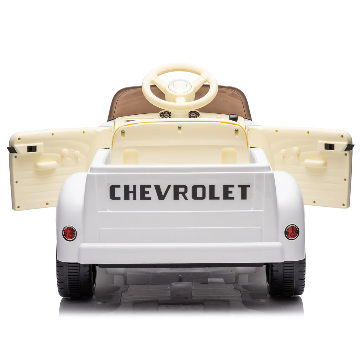 12V Kids Ride On Truck Car W Parents Control, Licensed Chevrolet 3100 Pickup,Electric Car For Kid,Vintage Modeling,3 Speeds,Led Lights,Bluetooth,Usb,High Power Up To 3.11 Mph,Age 3 White Polypropylene