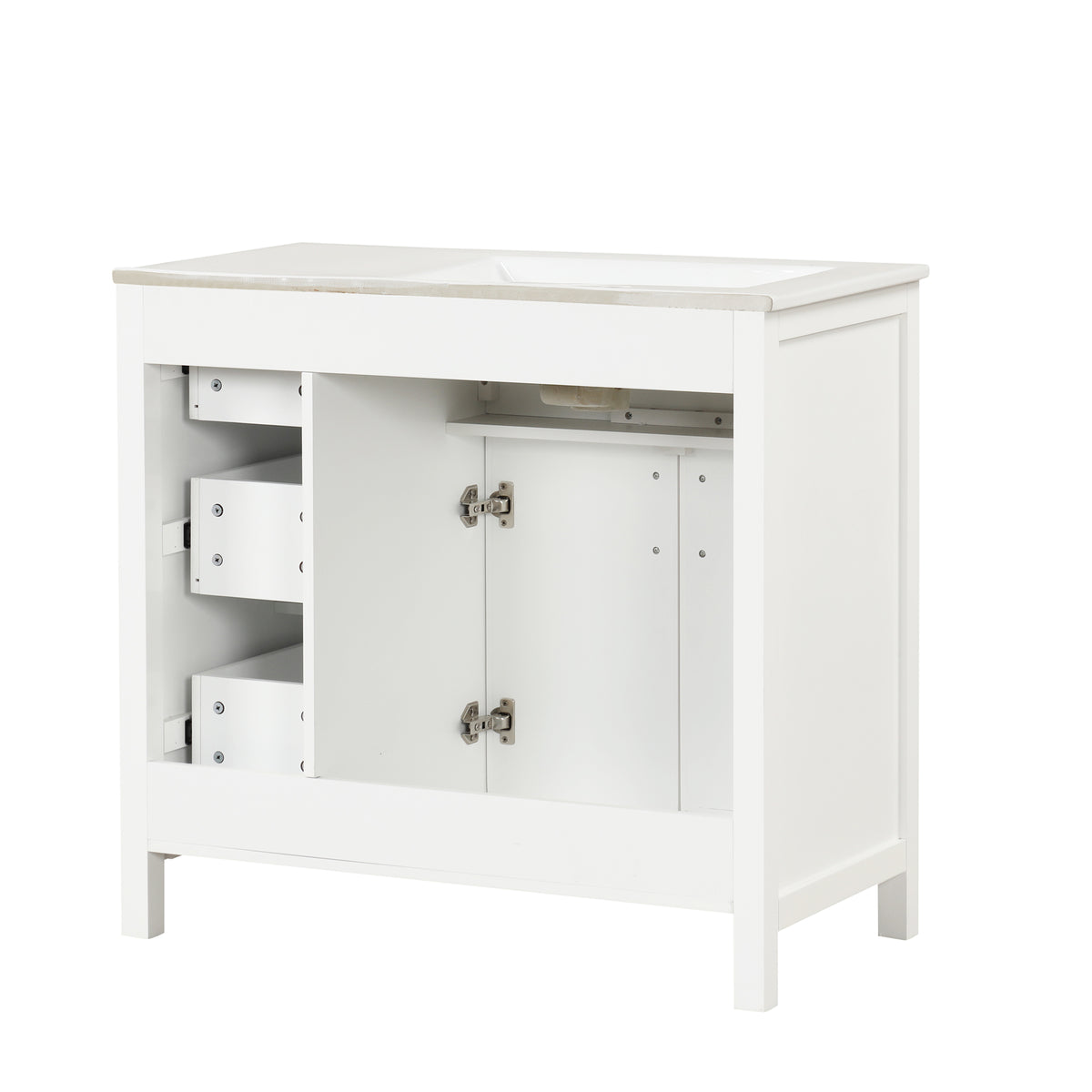 36" Bathroom Vanity With Sink Top, Bathroom Vanity Cabinet With Two Doors And Three Drawers, Solid Woodmdf Boards ,One Package, White Old Sku:Wf319757Aak White Solid Wood Mdf