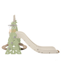 Toddler Slide And Swing Set 3 In 1, Kids Playground Climber Swing Playset With Basketball Hoops Freestanding Combination Indoor & Outdoor Green Hdpe