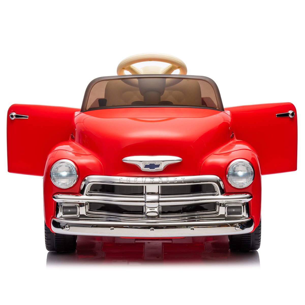 12V Kids Ride On Truck Car W Parents Control, Licensed Chevrolet 3100 Pickup,Electric Car For Kid,Vintage Modeling,3 Speeds,Led Lights,Bluetooth,Usb,High Power Up To 3.11 Mph,Age 3 Red Polypropylene
