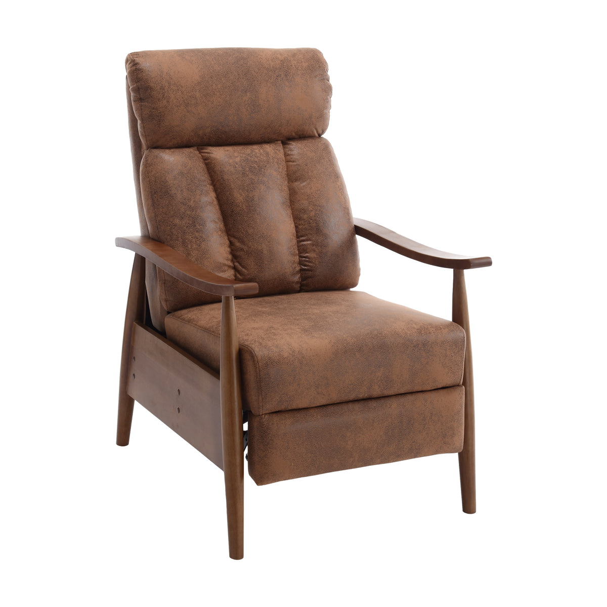 Coolmore Wood Frame Armchair, Modern Accent Chair Lounge Chair For Living Room Coffee Microsuede