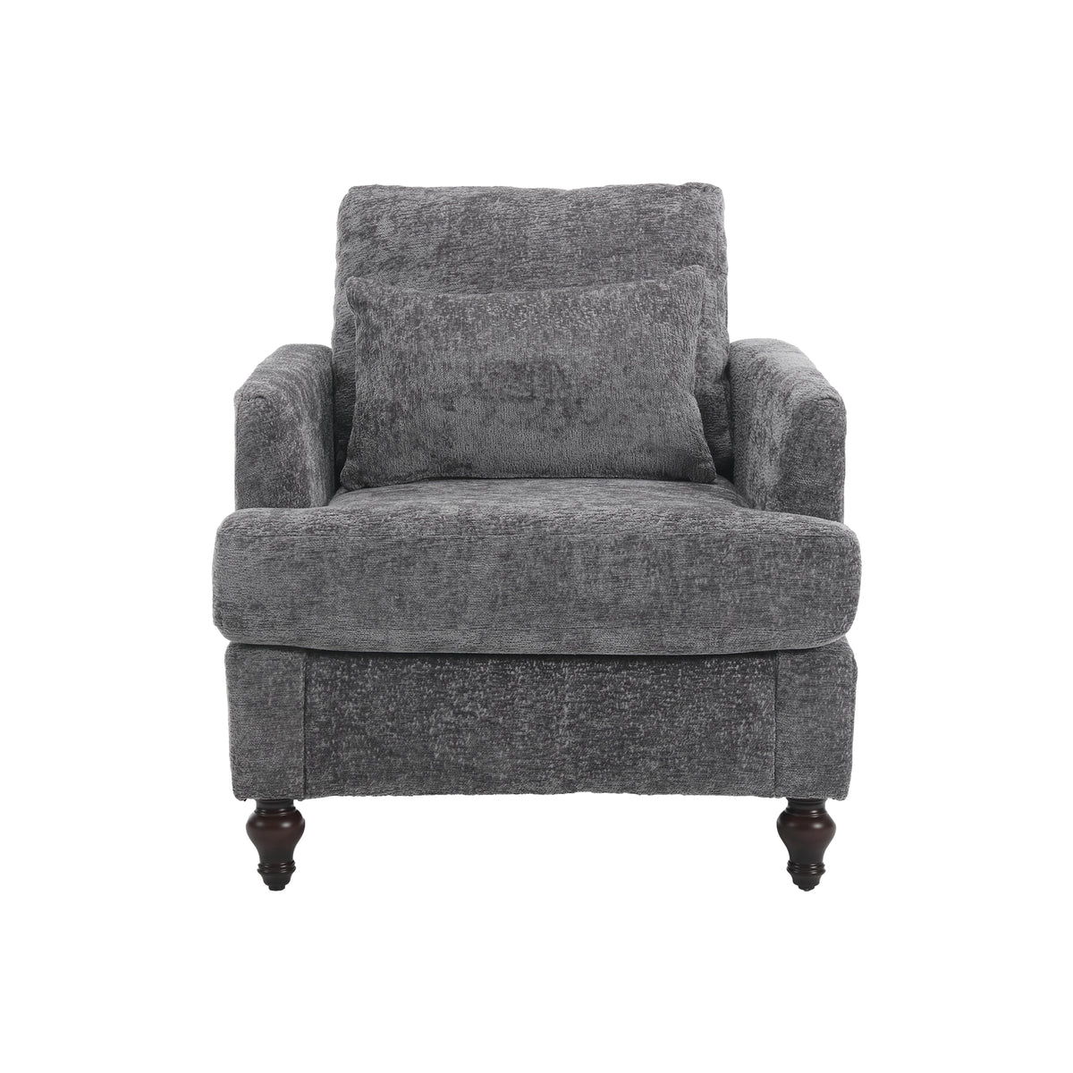 Coolmore Wood Frame Armchair, Modern Accent Chair Lounge Chair For Living Room,Tufted Club Chair, Mid Century Modern Arm Chairs With Studded, Solid Wood Frame, For Bedroom, Reading Gray Chenille Gray Chenille 1 Seat