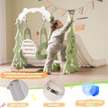 Toddler Slide And Swing Set 3 In 1, Kids Playground Climber Swing Playset With Basketball Hoops Freestanding Combination Indoor & Outdoor Green Hdpe
