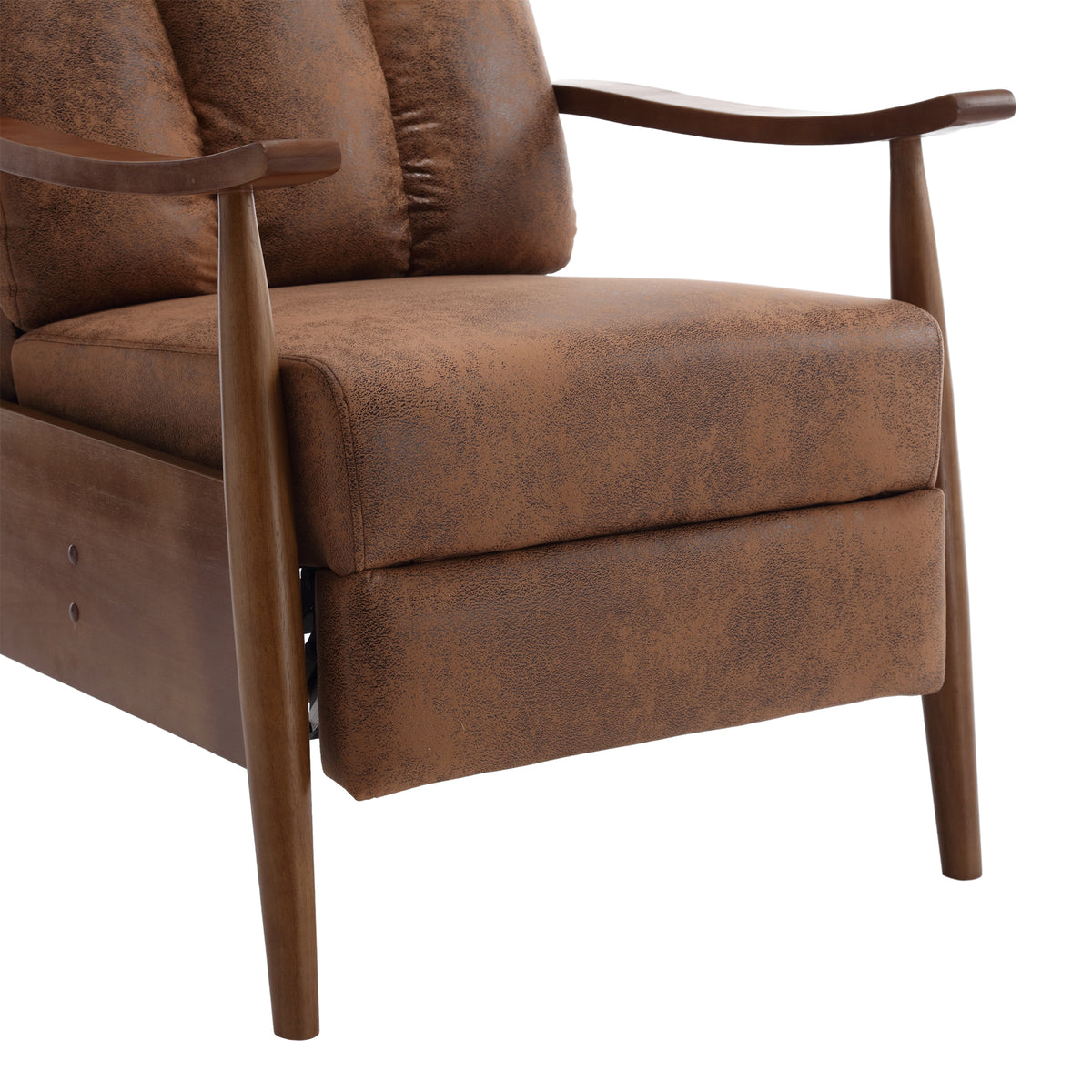 Coolmore Wood Frame Armchair, Modern Accent Chair Lounge Chair For Living Room Coffee Microsuede