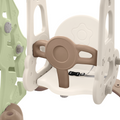 Toddler Slide And Swing Set 3 In 1, Kids Playground Climber Swing Playset With Basketball Hoops Freestanding Combination Indoor & Outdoor Green Hdpe