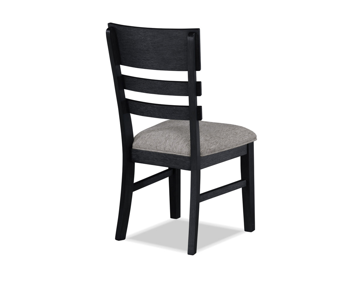 2Pc Black Finish Side Chair Gray Fabric Upholstery Seat Ladder Back Contemporary Transitional Style Dining Room Wooden Furniture Black Contemporary,Transitional Side Chair Wood