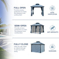 10*10Ft Patic Gazebo,Alu Gazebo With Steel Canopy,Outdoor Permanent Hardtop Gazebo Canopy For Patio, Garden, Backyard Gray Aluminium