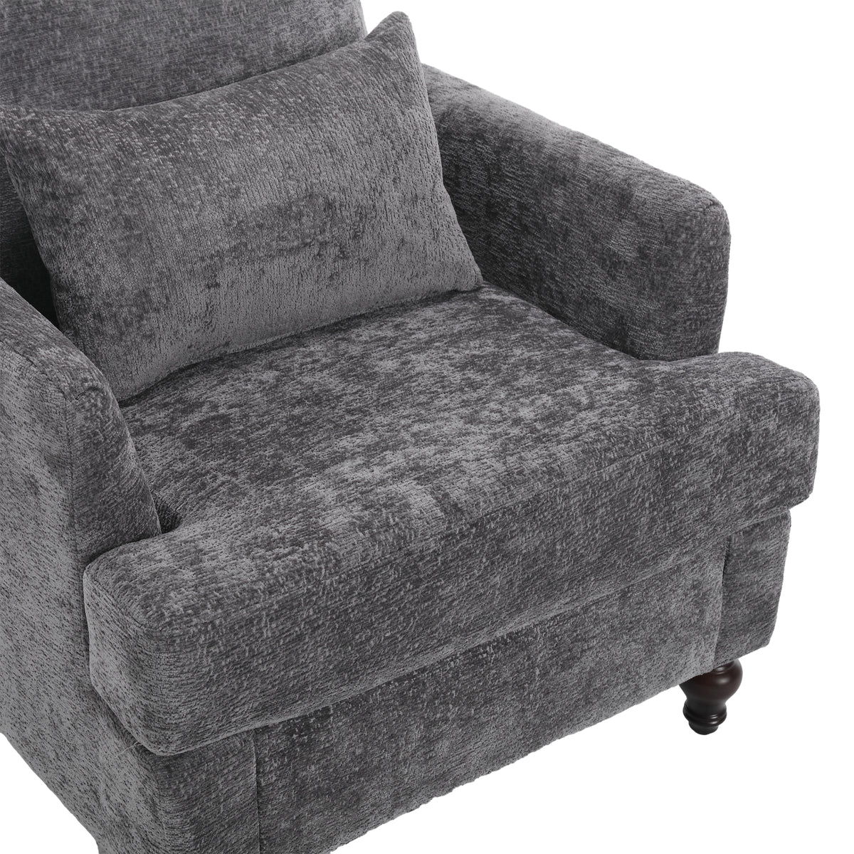 Coolmore Wood Frame Armchair, Modern Accent Chair Lounge Chair For Living Room,Tufted Club Chair, Mid Century Modern Arm Chairs With Studded, Solid Wood Frame, For Bedroom, Reading Gray Chenille Gray Chenille 1 Seat