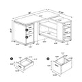 L Shape Office Desk With Drawers And Shelves, Weathered Grey Grey Office L Shape Particle Board Mdf