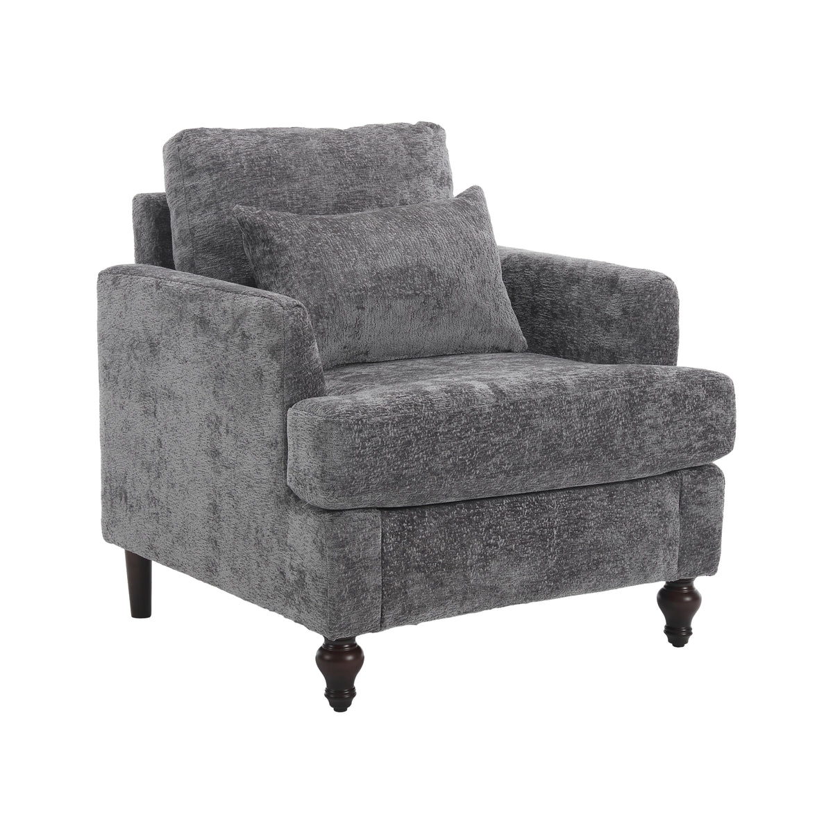Coolmore Wood Frame Armchair, Modern Accent Chair Lounge Chair For Living Room,Tufted Club Chair, Mid Century Modern Arm Chairs With Studded, Solid Wood Frame, For Bedroom, Reading Gray Chenille Gray Chenille 1 Seat