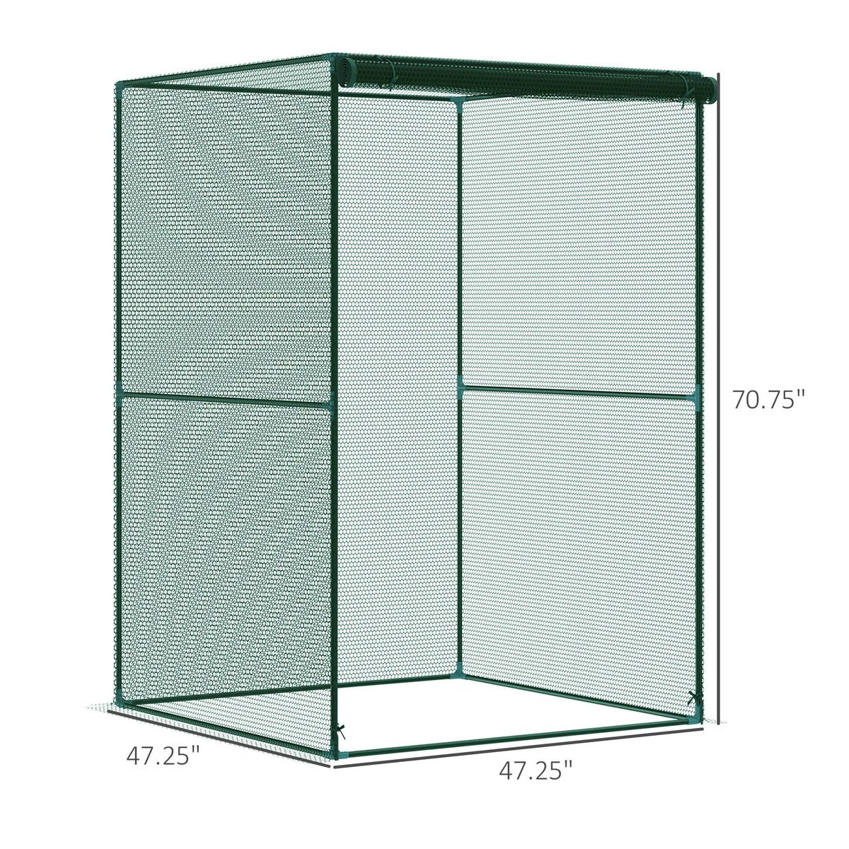 Outsunny 4' X 4' Crop Cage, Plant Protection Tent With Zippered Doors For Vegetable Garden, Backyard, Green Green Steel