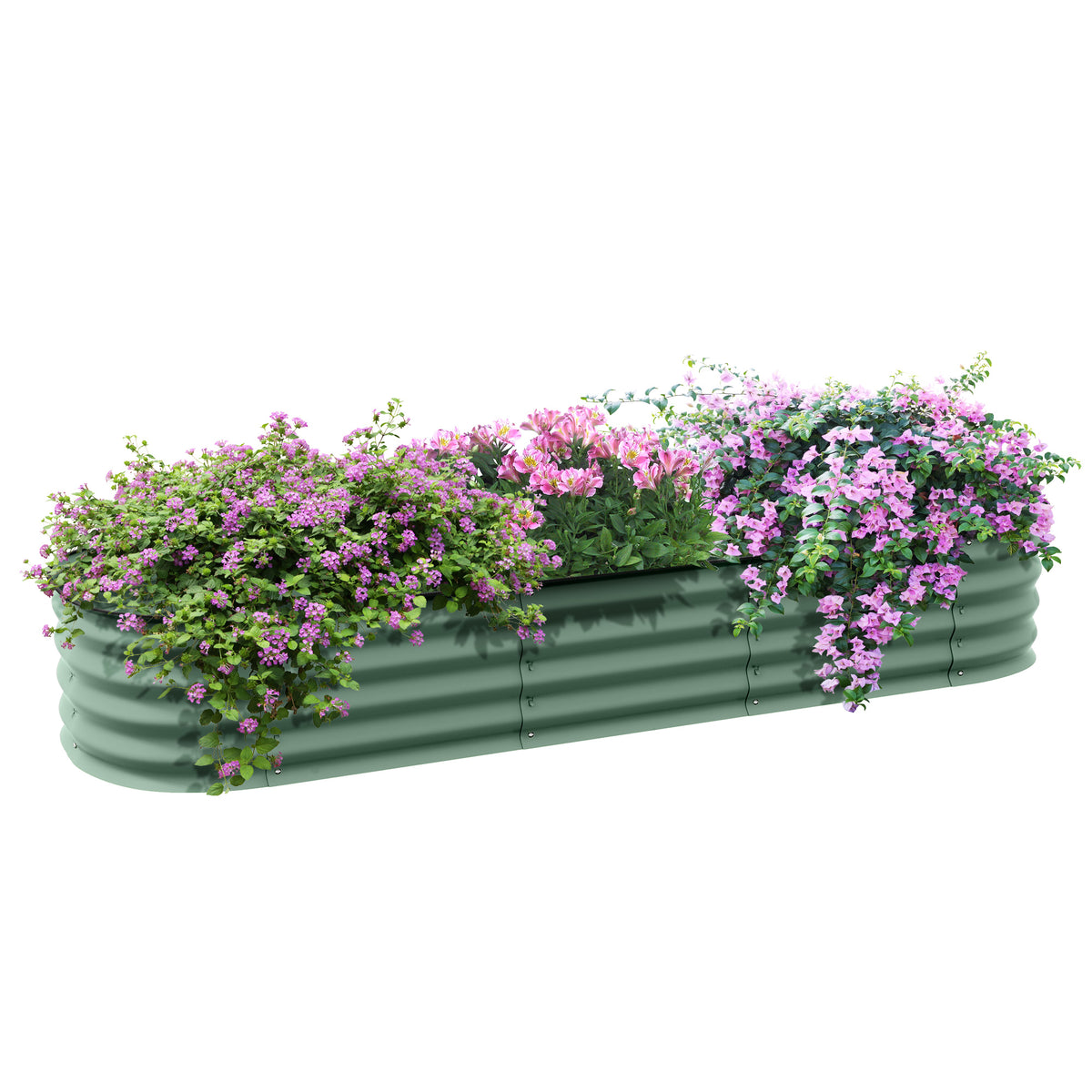 Outsunny 6.4' X 2' X 1' Galvanized Raised Garden Bed Kit, Outdoor Metal Elevated Planter Box With Safety Edging, Easy Diy Stock Tank For Growing Flowers, Herbs & Vegetables, Green Green Steel